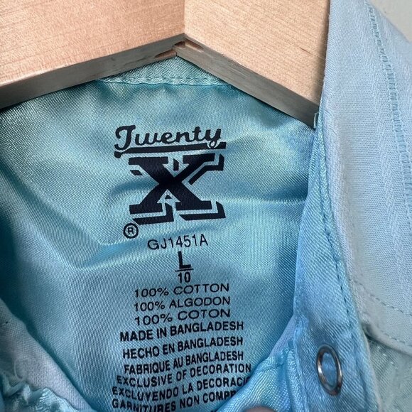 Twenty X Light Blue Western Shirt Size‎ L 100% Cotton - Picture 3 of 6